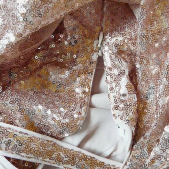 Rose Gold Sequin Maxi Dress/ Gown/ Prom/ New Years / Evening / party - Picture 5 of 9